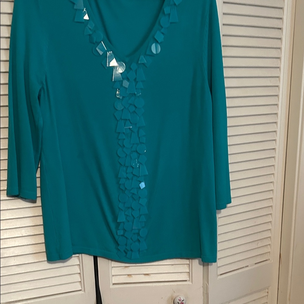 Joseph Turquoise Embellished Blouse